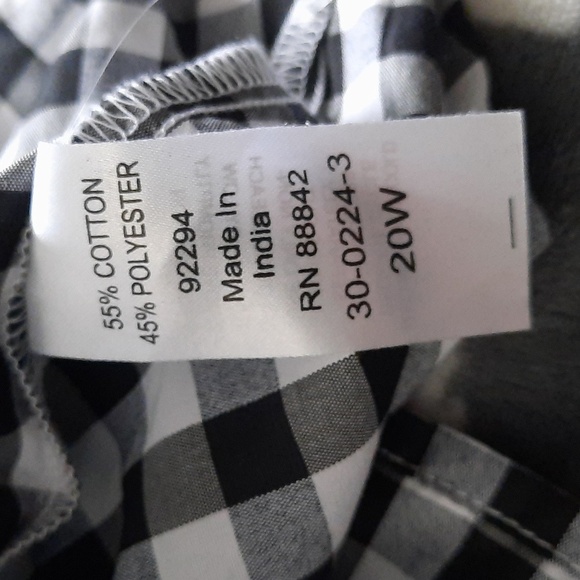Roman's Short Sleeve Black and White Gingham Plaid Button Up Blouse Size 20 - Picture 6 of 8